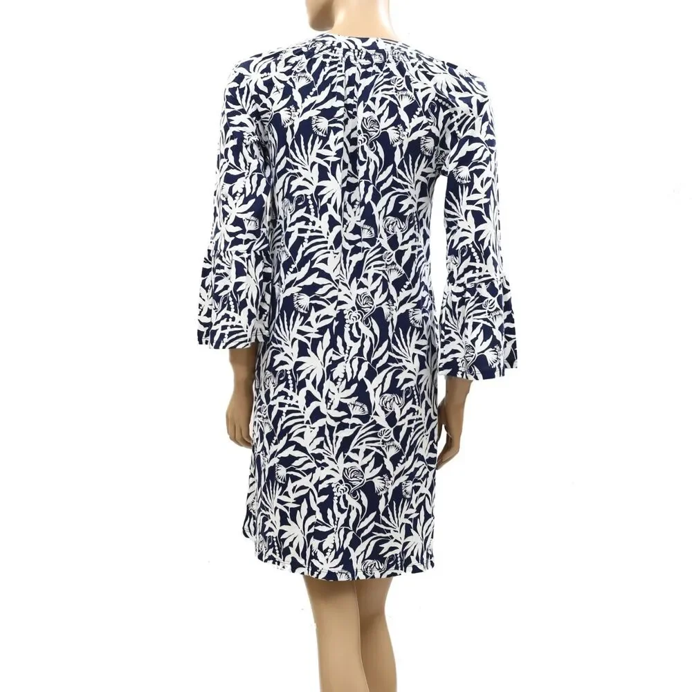 Lilly Pulitzer Norris Shift Swing Mini Dress Printed Bell Sleeve Cotton S 288126